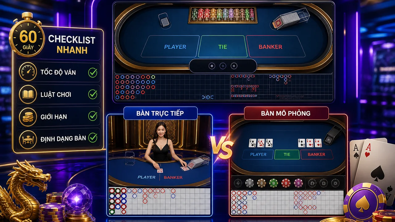 Checklist 60 giây chọn bàn baccarat ae888 phù hợp với phiên chơi